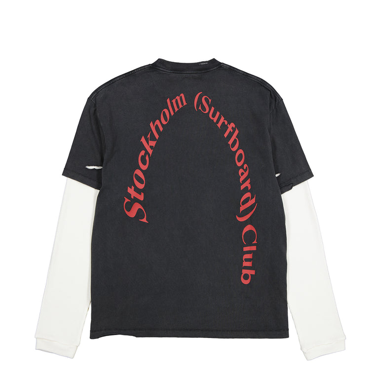Stockholm Surfboard Club Layer Box Tee - S / Black / Red - 1
