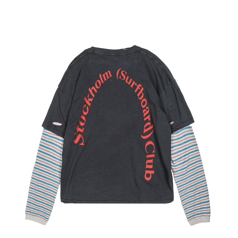 Stockholm Surfboard Club Layer Box Tee - L / Black/Stripe
