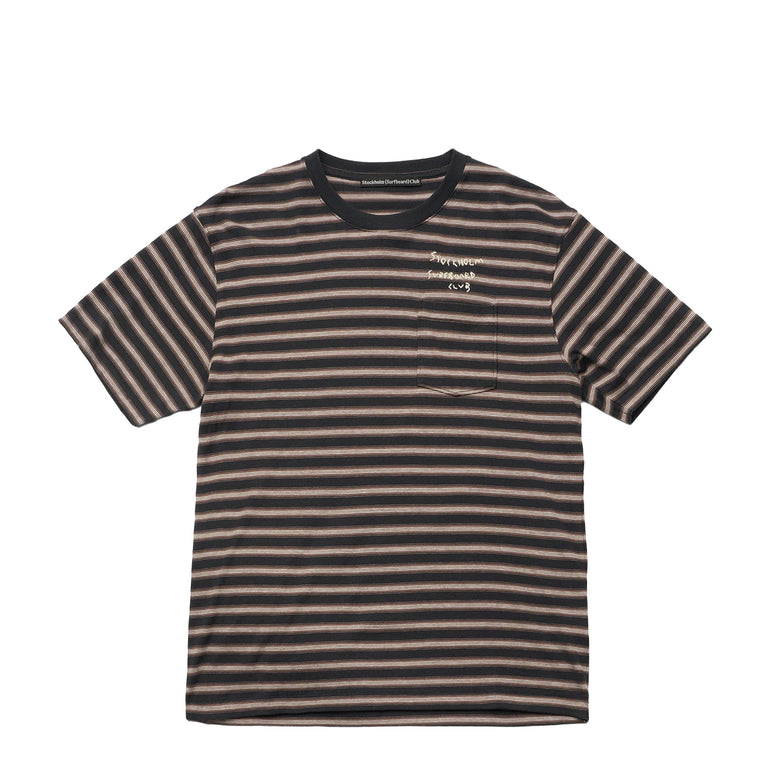 Stockholm Surfboard Club Striped Tee - S / Brown - 1