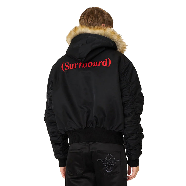 Stockholm Surfboard Club Hooded Bomber Jacket (Black)