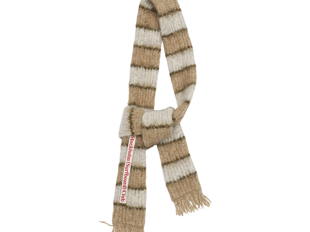 Stockholm Surfboard Club Narrow Striped Knitted Scarf