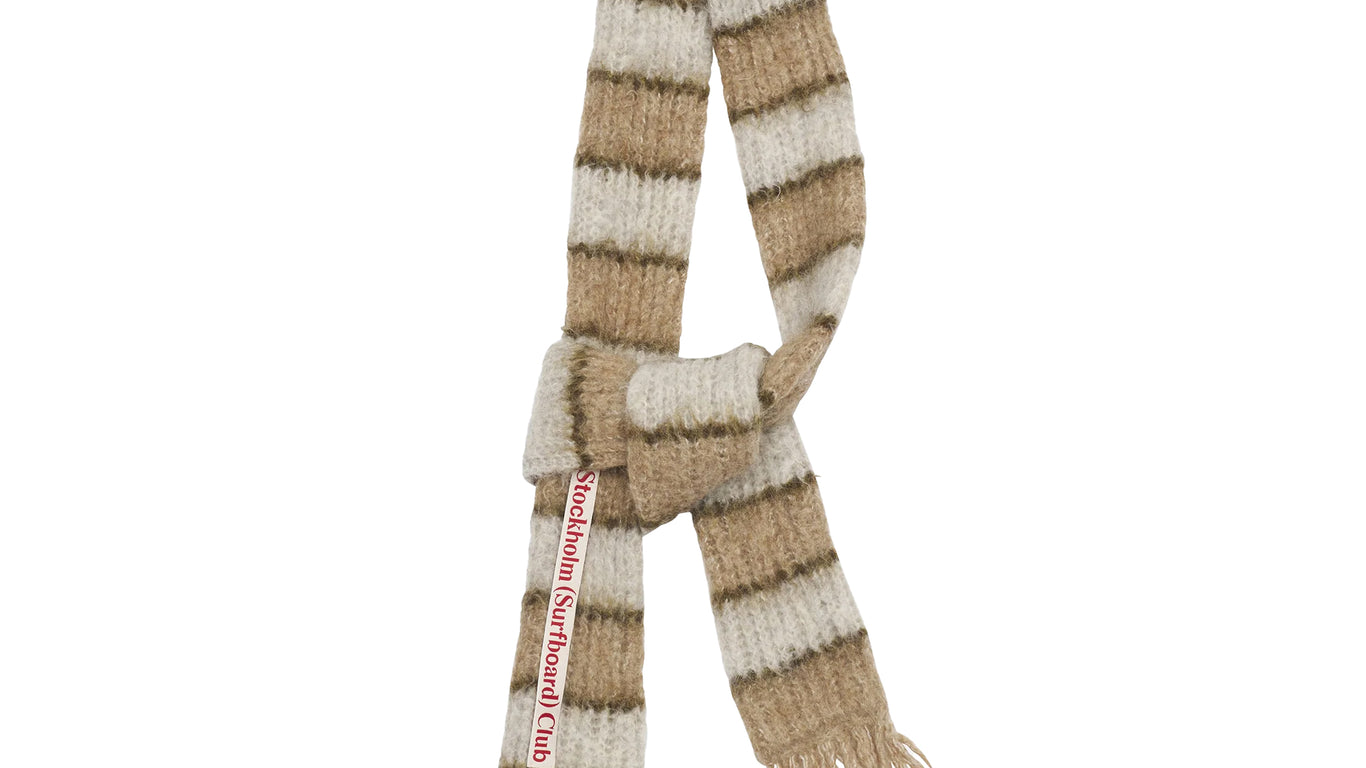 Stockholm Surfboard Club Narrow Striped Knitted Scarf