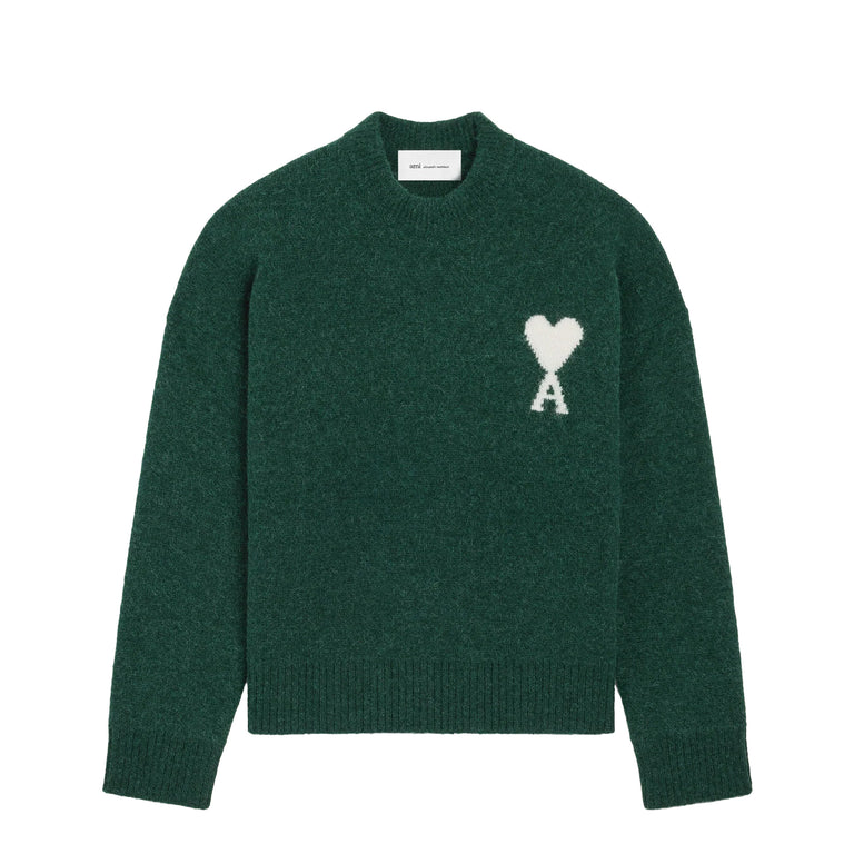 AMI Paris	Ami De Coeur Alpaca Sweater - S / Vert Bouteille / Noir - 1