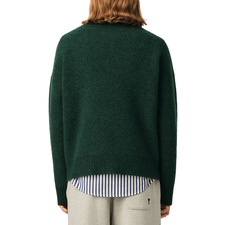 AMI Paris	Ami De Coeur Alpaca Sweater - S / Vert Bouteille / Noir - 3