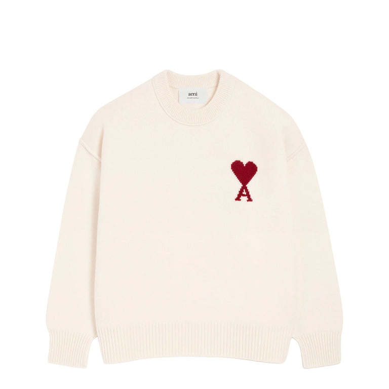 AMI Paris	Ami De Coeur Wool Sweater - M / Off-White / Red - 1