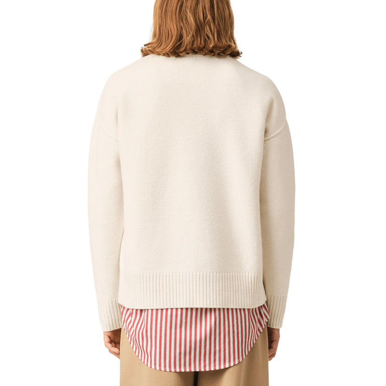 AMI Paris	Ami De Coeur Wool Sweater - M / Off-White / Red - 3