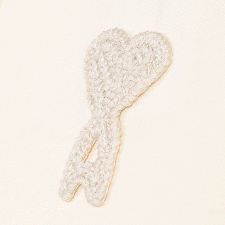 AMI Paris	Ami De Coeur Knitted Patch Polo - XL / White Cream - 3