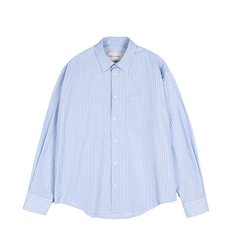 AMI Paris	Long Sleeve Ami De Coeur Boxy Shirt - L / Cashmere Blue / White
