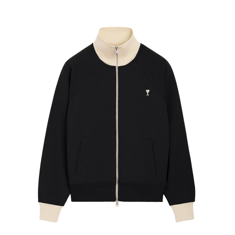 AMI Paris Ami De Coeur Bicolor Zipped Sweatshirt - M / Noir / Ivoire - 1