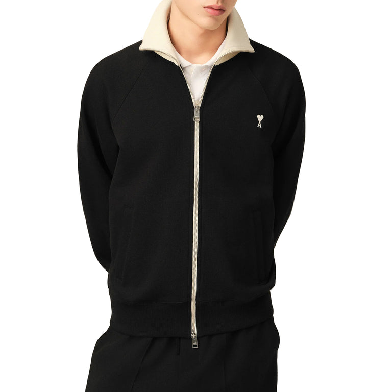 AMI Paris Ami De Coeur Bicolor Zipped Sweatshirt - M / Noir / Ivoire - 3