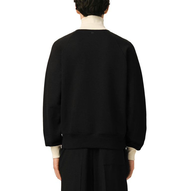 AMI Paris Ami De Coeur Bicolor Zipped Sweatshirt - M / Noir / Ivoire - 4