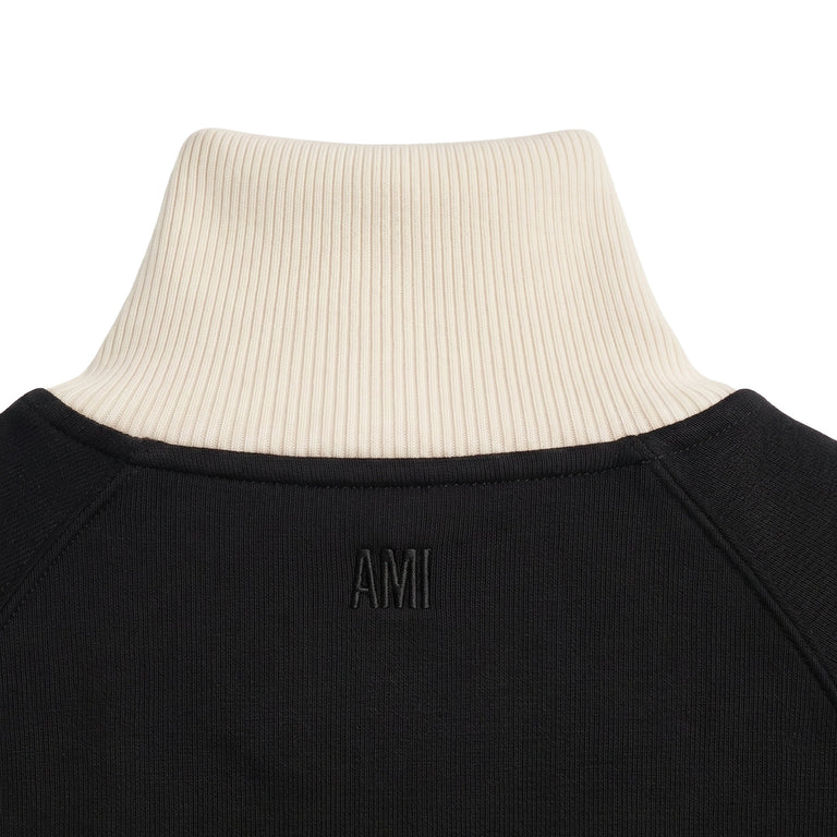 AMI Paris Ami De Coeur Bicolor Zipped Sweatshirt - M / Noir / Ivoire - 5