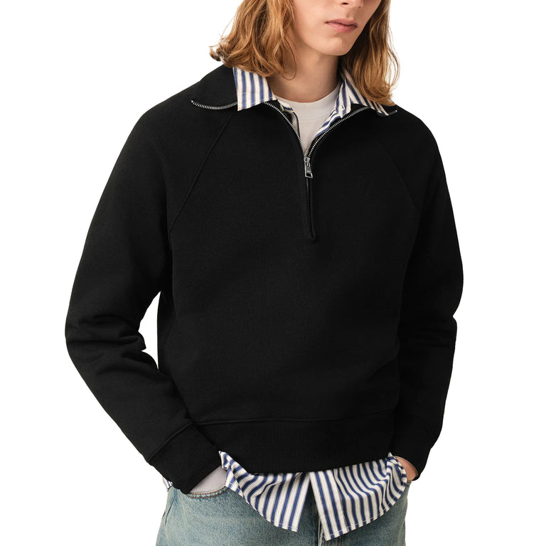 AMI Paris	Ami De Coeur Quarter-Zip Sweater - L / Noir - 2