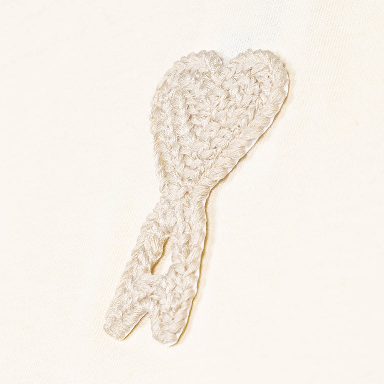 AMI Paris	Ami De Coeur Knitted Patch T-Shirt - XXL / White Cream / Ink - 3