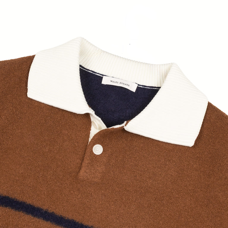 Wales Bonner Calm Polo - S / Brown / Navy - 3
