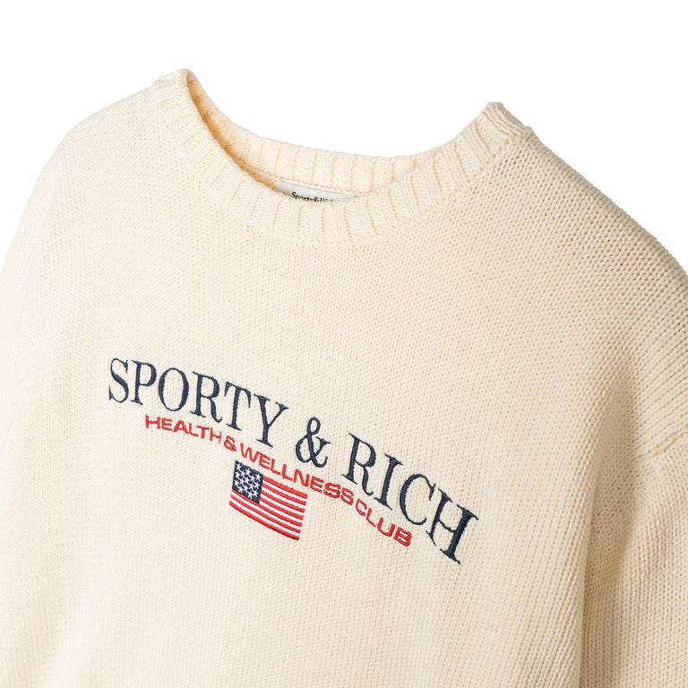 Sporty & Rich S&R Nautical Cotton Sweater - L / Ecru - 2