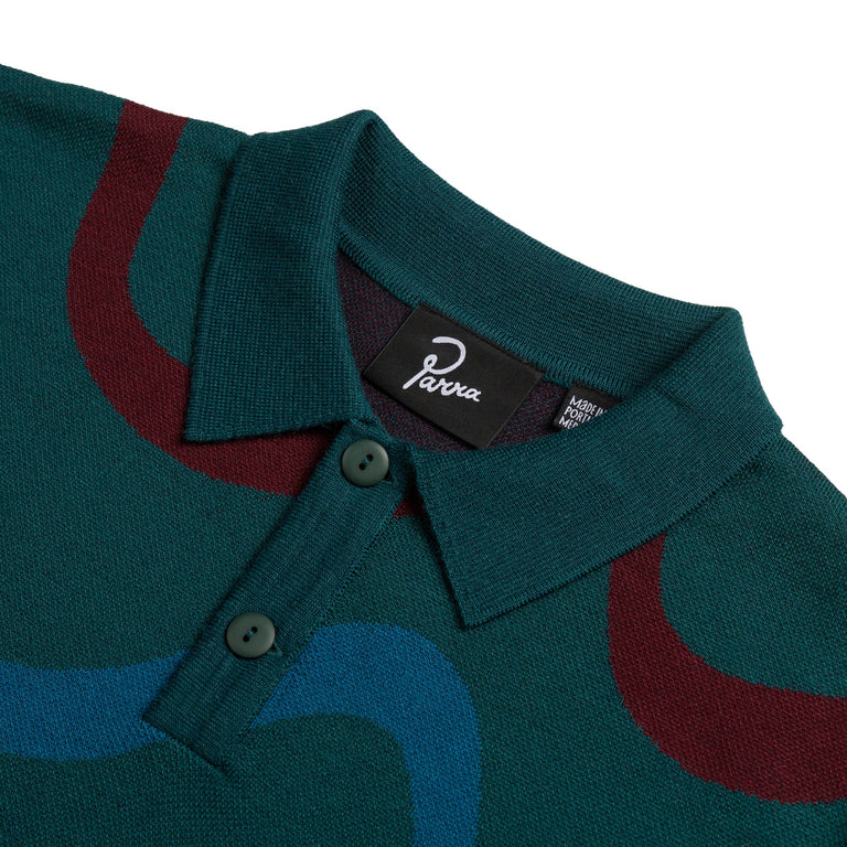 By Parra Colored Soundwave Knitted Polo Pullover