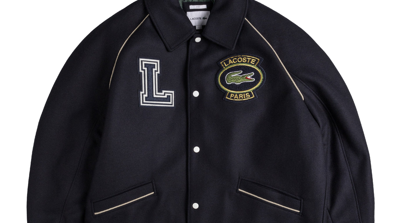 Supreme lacoste wool varsity jacket navy cheap