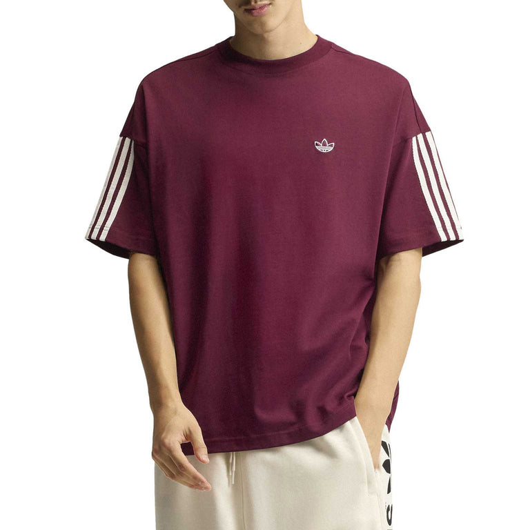 Adidas	adiSignature 3 Stripes T-Shirt - M / Team Maroon 2 / Off White - 3
