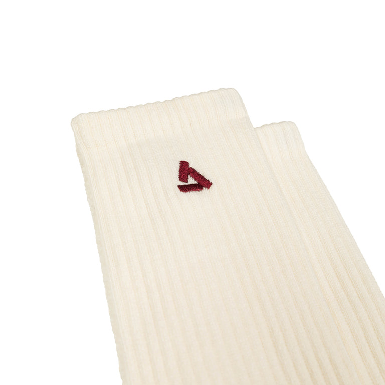 Asphaltgold 2-Pack Stack Logo Socks - 41-46 / Off White / Burgundy - 4