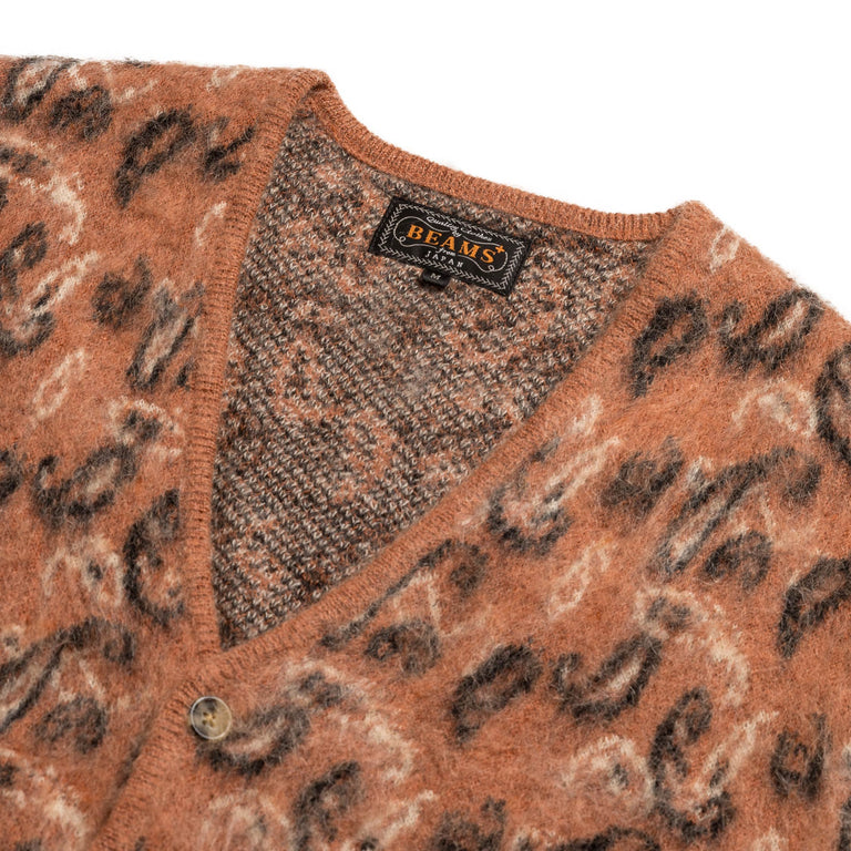Beams Plus Cardigan Double Jacquard Paisley Pattern
