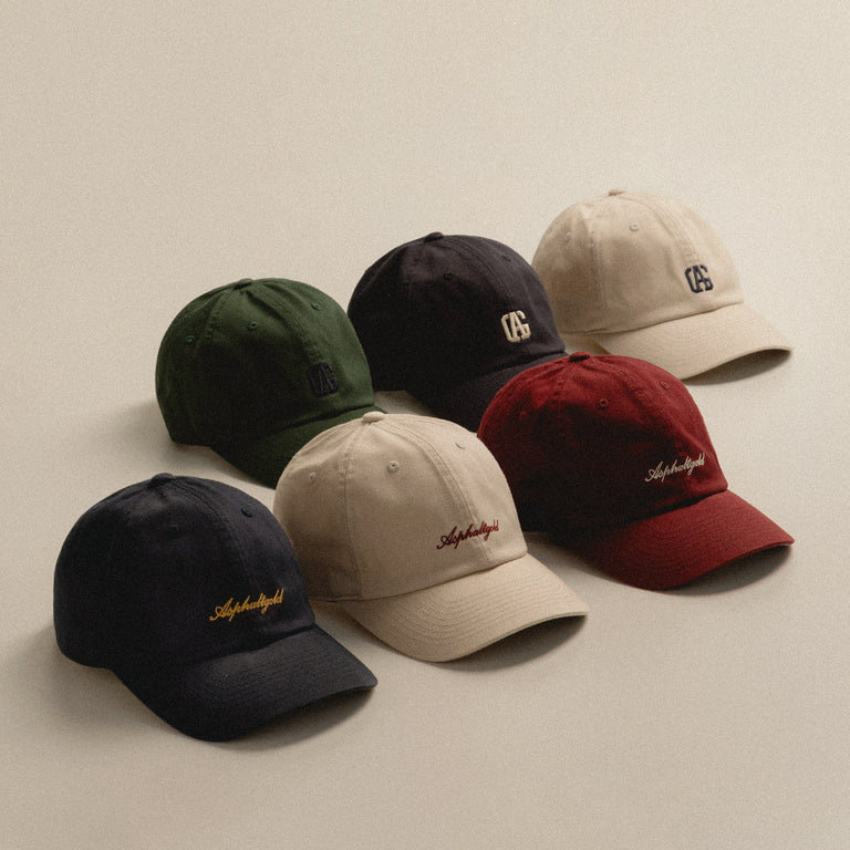 Asphaltgold Script Cotton Twill Cap onfeet