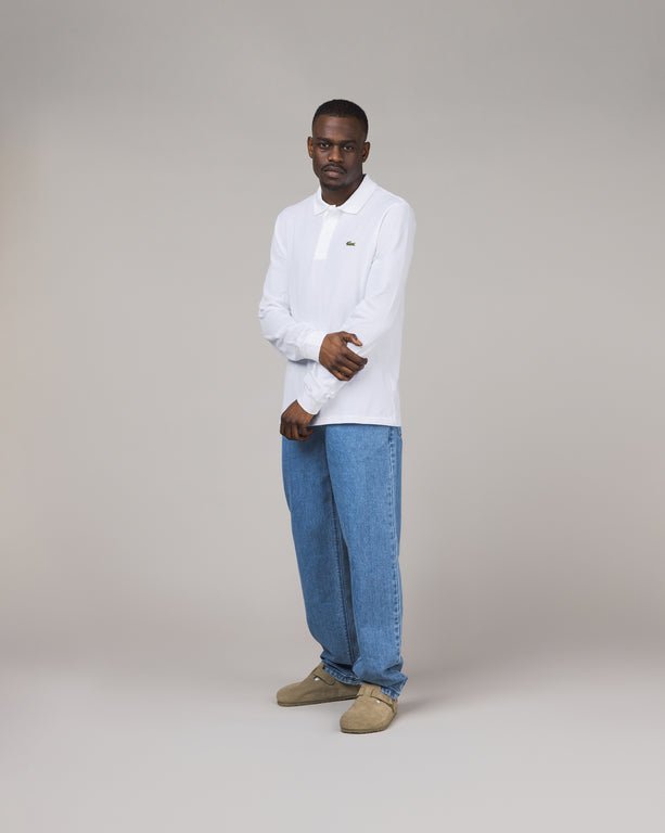 White lacoste polo long sleeve sale