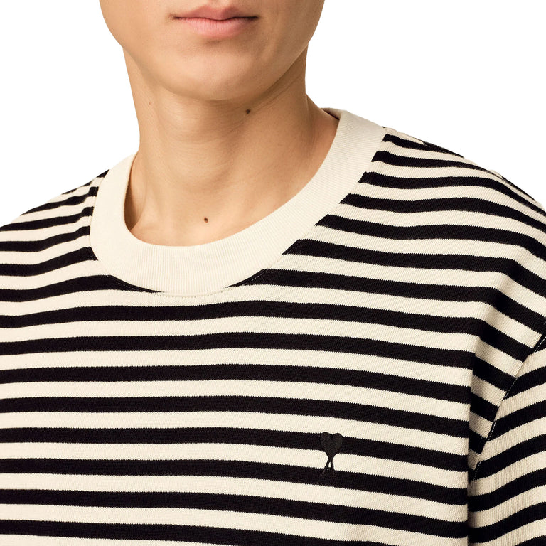 AMI Paris Ami De Coeur Striped Longsleeve - S / Noir / Ivoire - 4