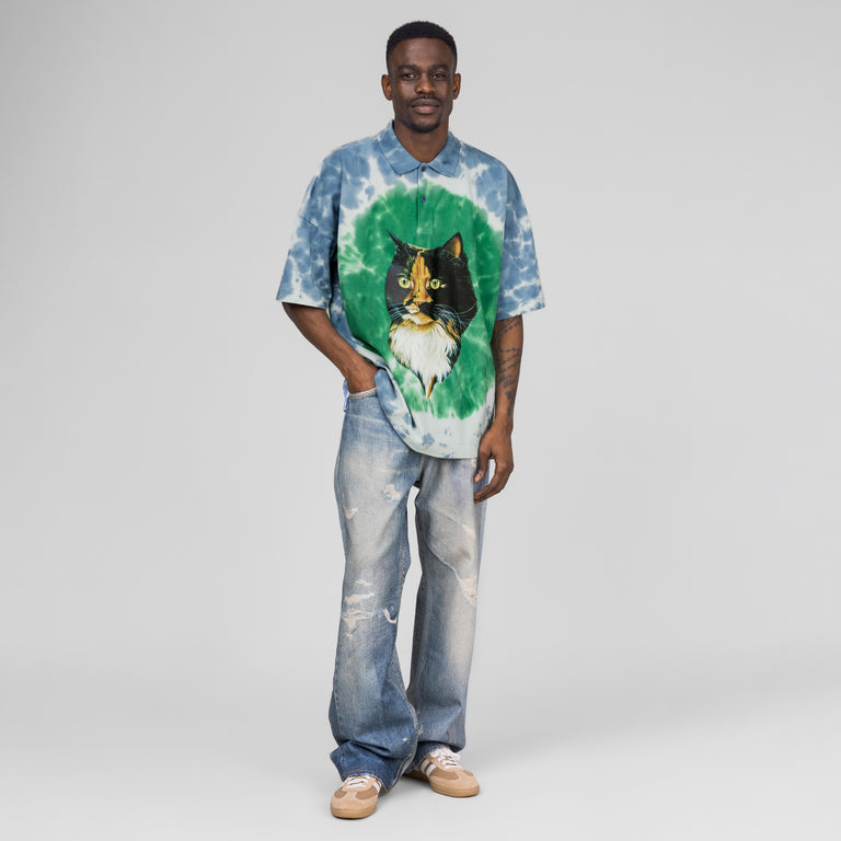 JW Anderson Cat Print Tie Dye Polo Shirt