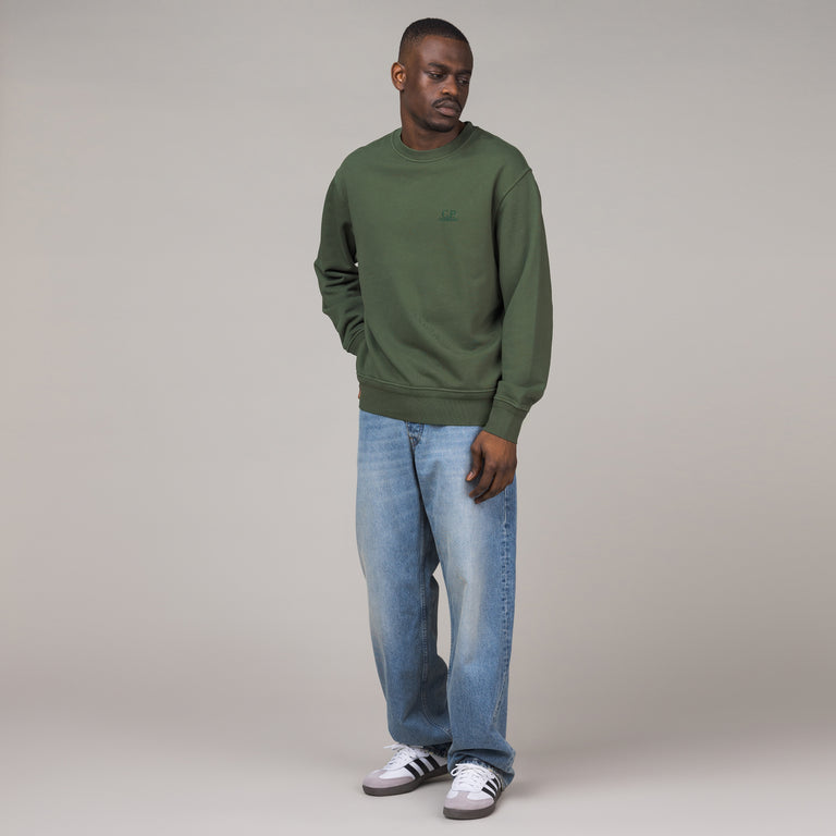 C.P. Company Cotton Diagonal Fleece Logo Sweatshirt