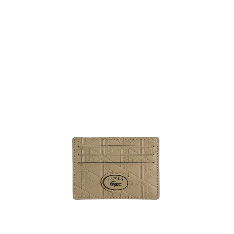 Lacoste Leather Monogram Print Card Holder