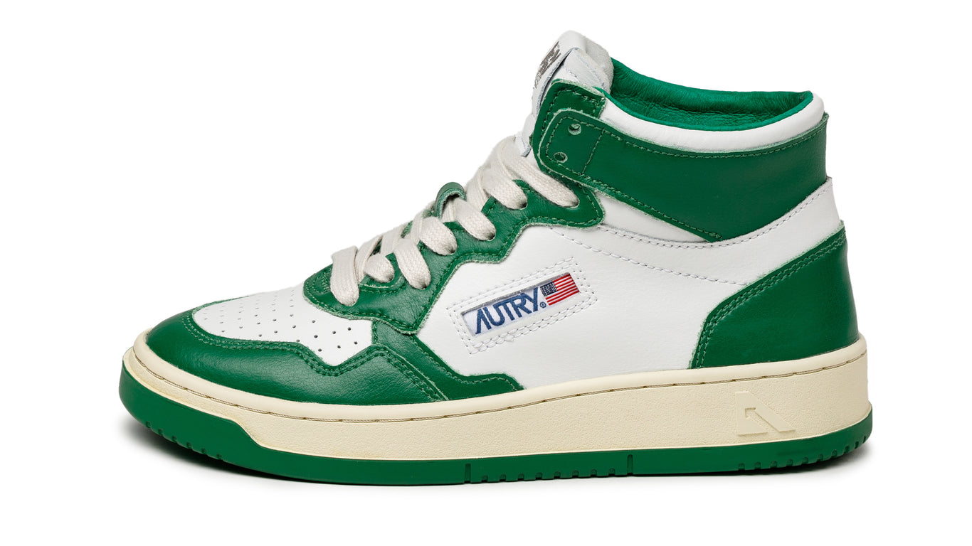 Autry Medalist Low Tricolor Sneakers In Bottle Green And