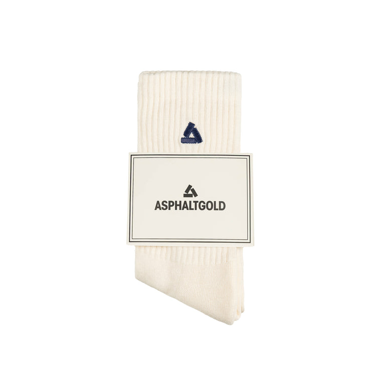 Asphaltgold 2-Pack Stack Logo Socks - 36-40 / Off White / Navy - 3