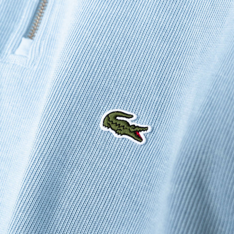 Lacoste Zippered Stand Up Collar Cotton Sweatshirt - XL / Light Blue - 3