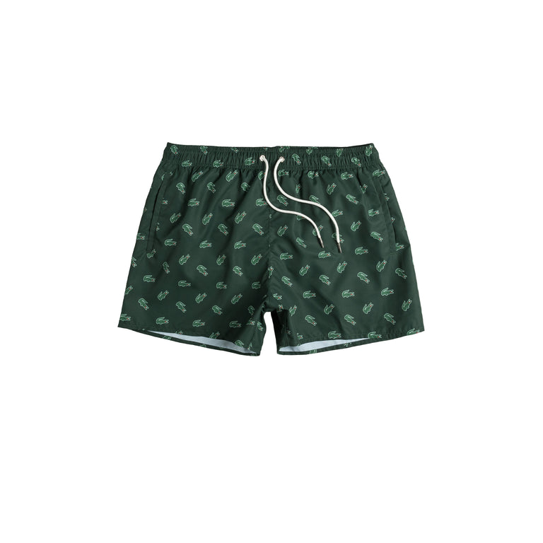 Lacoste Crocodile Print Swim Trunks