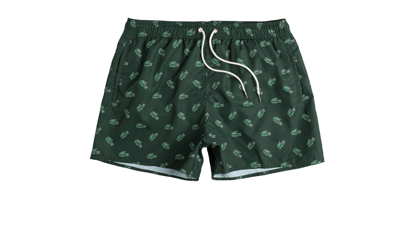 Lacoste Crocodile Print Swim Trunks