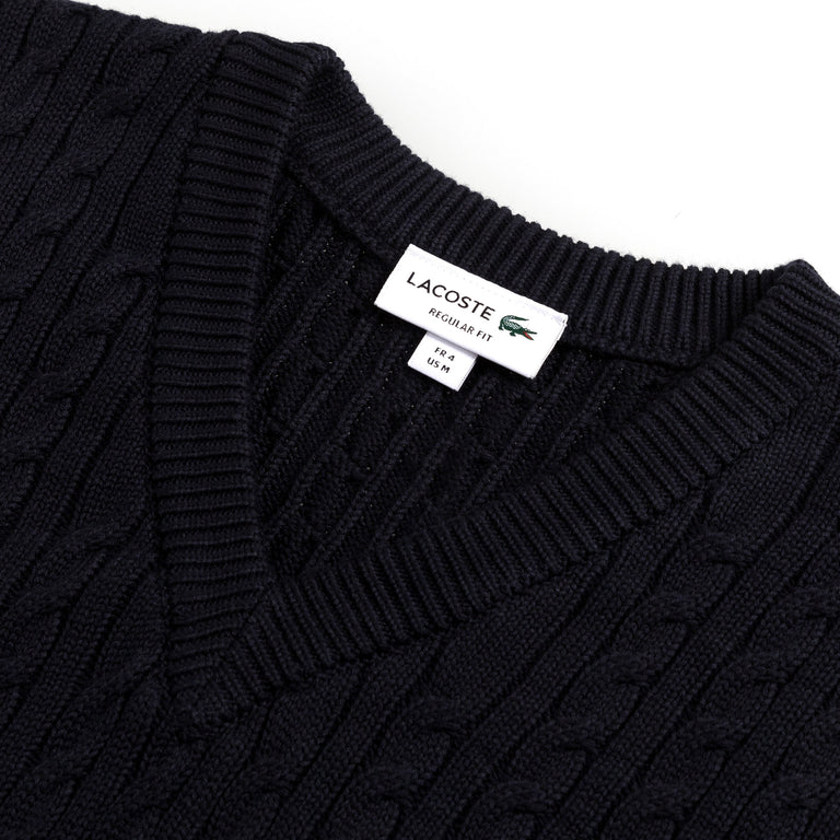 Lacoste Cotton Blend Cable Knit Sweater Vest