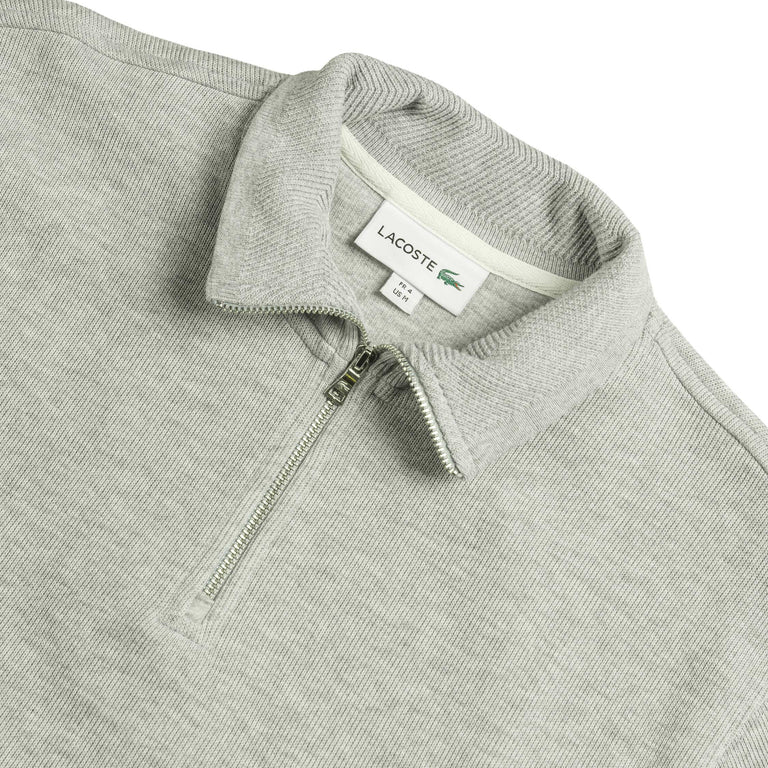 Lacoste Zippered Stand Up Collar Cotton Sweatshirt