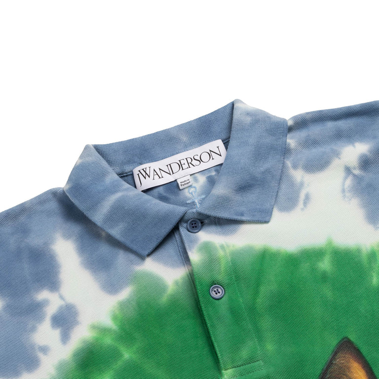 JW Anderson Cat Print Tie Dye Polo Shirt
