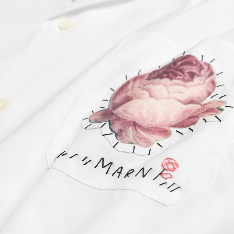 Marni Bowling Shirt With Flower Patch