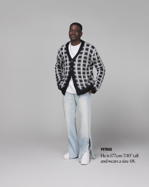 Black and white check cardigan deals