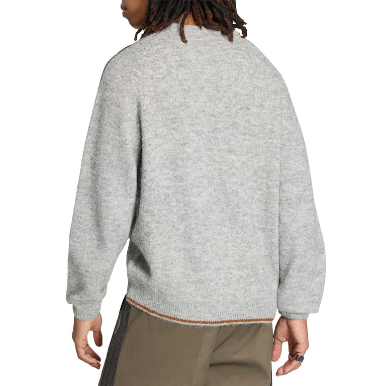 Adidas	3-Stripes Fluffy Knit Crew Sweatshirt - XXL / Medium Grey Heather - 4