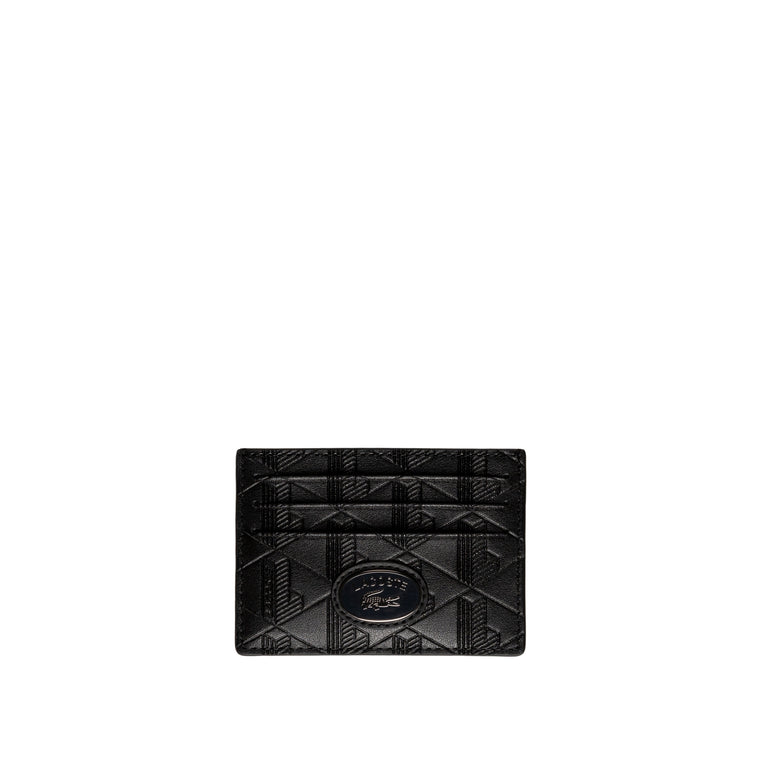 Lacoste Leather Monogram Print Card Holder