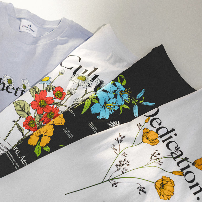 Asphaltgold *Language of Flowers* Dedication Tee onfeet