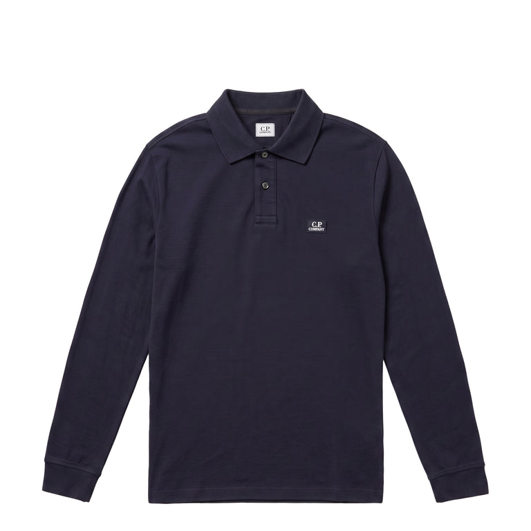 C.P. Company Stretch Piquet Long Sleeve Half Zip Polo - XXL / Total Eclipse - 1