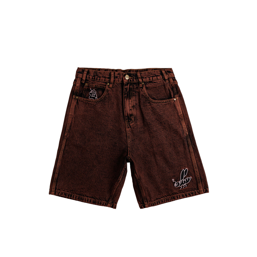 Brown denim shorts sale