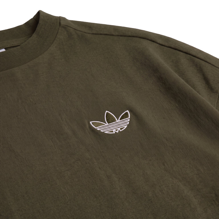 Adidas	adiSignature 3 Stripes T-Shirt - L / Olive Five / Off White - 2
