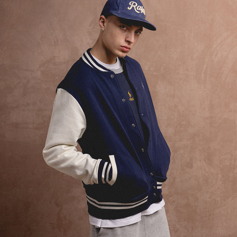 Polo Ralph Lauren Fleece Baseball Jacket onfeet