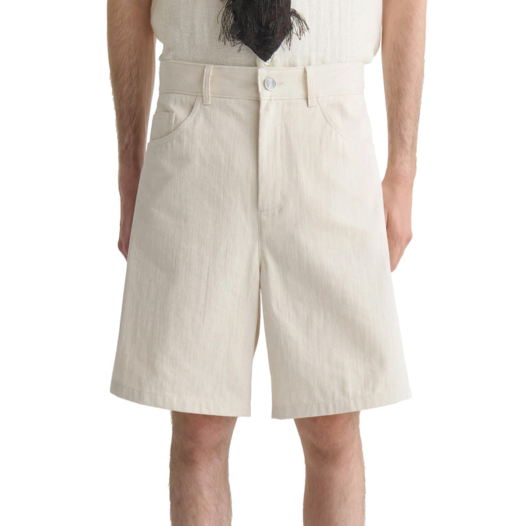 Sefr Davis Denim Shorts - XL / Light Ecru Twill - 2