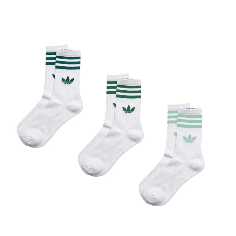 Adidas 3-Sripes Crew Socks 3 Pairs - L / White / Rich Green / Collegiate Green / Blanch Green - 1